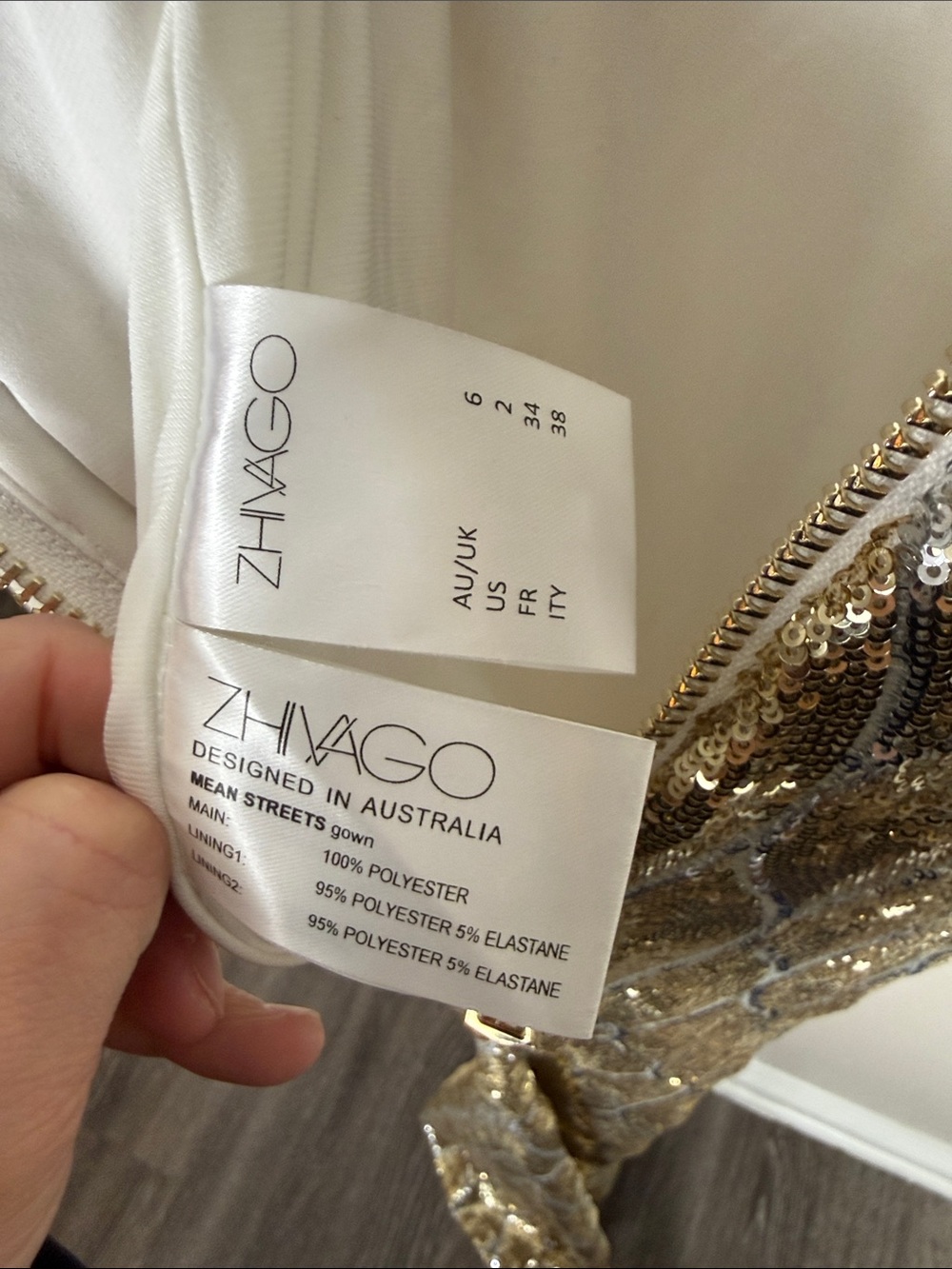 Zhivago Mean Streets Gown Gold Sequins - Picture 10 of 12